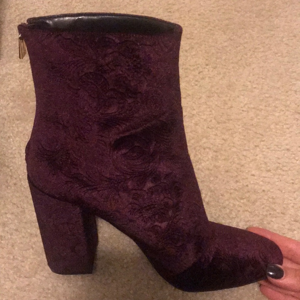 Jessica Simpson burgundy velvet booties